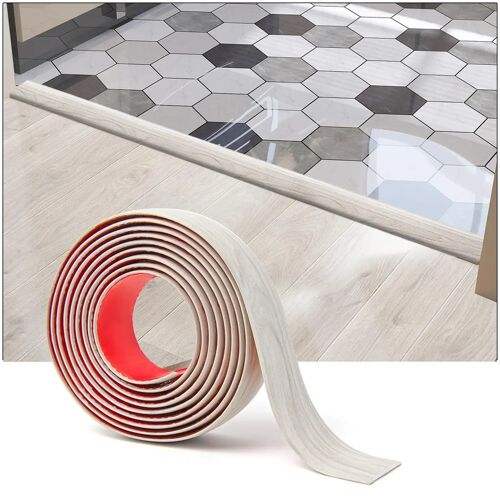 Art3d Bande de transition adhésive en vinyle pour sols - 300 x 4 x 0,3 cm, Blanc lavé - Couvre-joints facile à poser pour sols stratifiés, carrelés et tapis