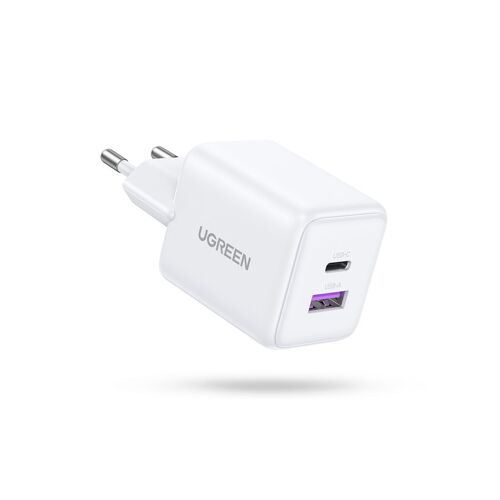 UGREEN Nexode Chargeur GaN 30 W USB-C et USB-A - Blanc