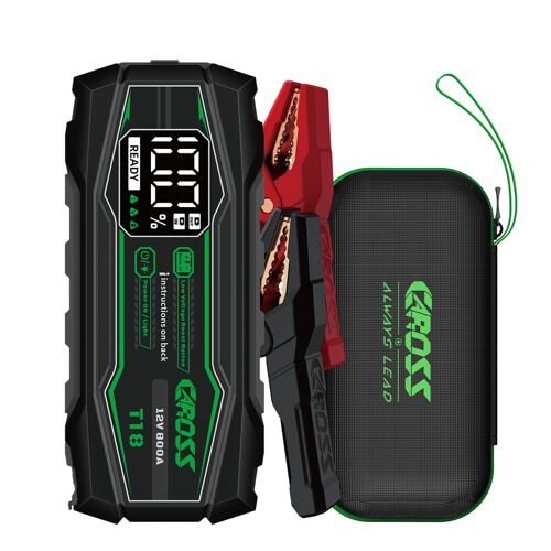 Caross Booster De Démarrage Portable 800 A Et 12 V, Avec Batterie Lithium-Ion 10 000 Mah, Protection Anti-Étincelles Et Contre L¿Inversion De Polarité, Fonction De Boost, Écran Led 2,3 Pouces, Charge Rapide Qc 18 W Et Housse De Protection Incluse - Noir
