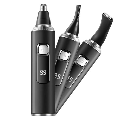 Sparoma Tondeuse Oreilles & Nez 3-En-1 ¿ Écran Led | Moteur Haute Vitesse 8500 Tr/Min | Étanchéité Ipx7 | Recharge Type-C, Avec Embouts Supplémentaires Pour Pattes Et Sourcils, Tc-021 (Noir) 
