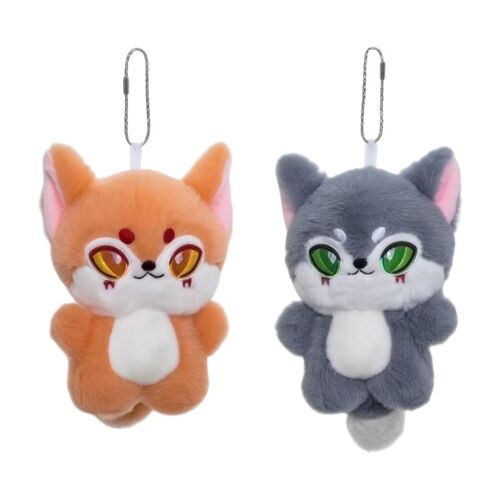 Porte-clés en peluche petit loup 10 cm (Modèle aléatoire)
