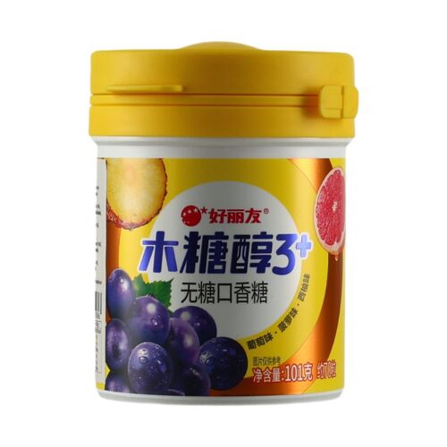 Orion Chewing-Gum Sans Sucre Xylitol 3+ (Arôme Raisin, Ananas, Pamplemousse) 101g