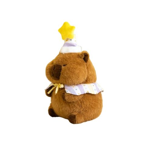 Jouet en peluche vison avec casquette étoilée en cuir 28 cm