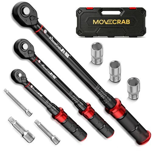 Movecrab Set De Clés Dynamométriques Mécaniques 9 Pièces 5-220 N.M Pour Vélo, Moto, Auto Et Kit D'outils De Réparation Industrielle