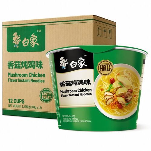 Bai Xiang Nouilles Instantanées Saveur Soupe Classique Au Poulet Et Shiitakés - 12 X 104 G