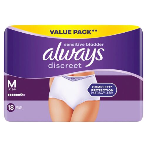 Always Discreet - Culottes Pour Fuites Urinaires Plus Taille -M - Lot De 18 Culottes