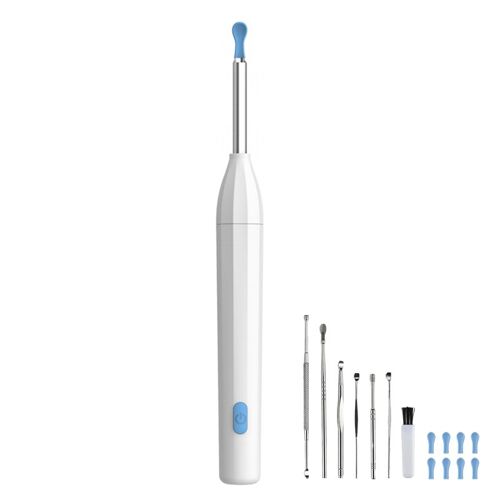 Sunluxy P2 Otoscope Avec Caméra Hd 5 Mp, 6 Led, Embout En Silicone Souple, Étanche Ipx5, Recharge Usb-C, Compatible Ios Et Android - Blanc 