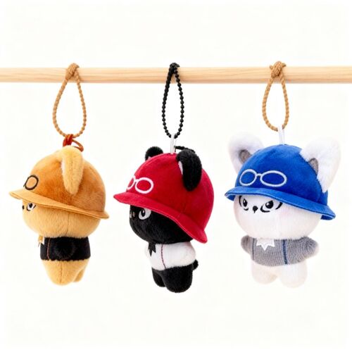 Porte-clés en peluche ours à lunettes 13 cm (Modèle aléatoire)