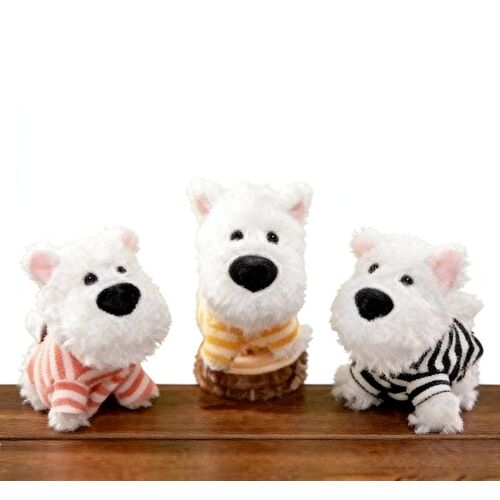 Porte-clés en peluche motif chien à rayures 10 cm (Modèle aléatoire)