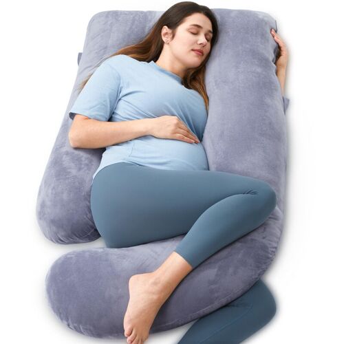 Momcozy Coussin De Grossesse Double Face En Forme De U En Velours Cristal (Gris)