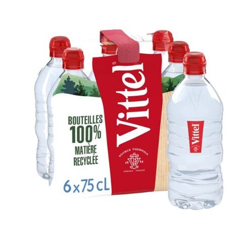 Vittel Eau Minérale Naturelle Avec Bouchon Sport - 6 X 75 Cl