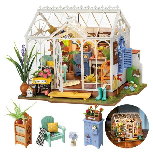 Robotime Rolife Maison de poupée Jardin de rêve à construire - 24,5 x 19 x 19 cm, décoration à la maison, décoration d¿étagère,Cadeaux artisanaux pour adultes et adolescents,Jouets éducatifs