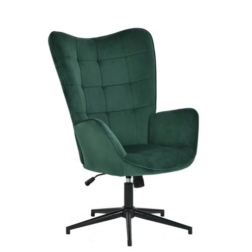 URBAN MEUBLE Fauteuil IRIS - Noir - Vert - Velours - 70 x 80 x 100 cm