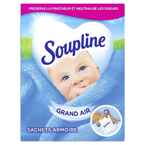 SOUPLINE Parfum de linge Sachets armoire Grand Air X3