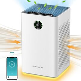 Jafända Purificateur d¿air pour grandes pièces jusqu¿à 112 m², filtre HEPA H13 véritable avec charbon actif, contrôle intelligent Wi-Fi et Alexa, mode veille 23 dB