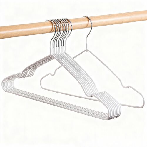 Lot de 20 cintres en métal avec revêtement en caoutchouc, antidérapants, ultra-fins et peu encombrants pour pantalons et chemises - Argent