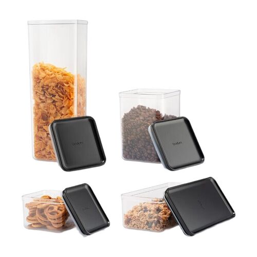 Bodum Canteen Lot De 6 Bocaux De Conservation Avec Couvercle Noir
