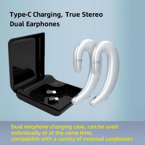 VoxorAI C6 Écouteurs Bluetooth intra-auriculaires à conduction osseuse - Argent