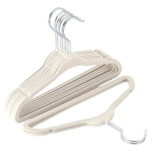 Lot de 30 cintres en velours antidérapants pour enfants - Beige