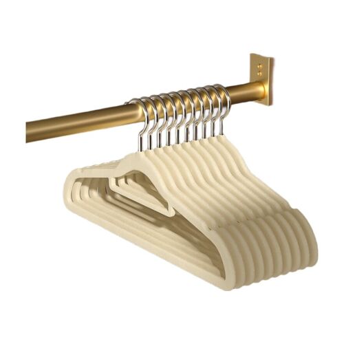 20 Portemanteaux Slim Velvet Basics Anti-Slip, Conception Économisatrice d'Espace, Couleur Beige pour Manteaux, Pantalons et Robes