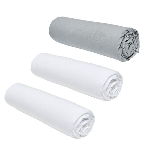 Today Lot De 3 Draps-Housse Craie/Acier - 160 X 200 Cm