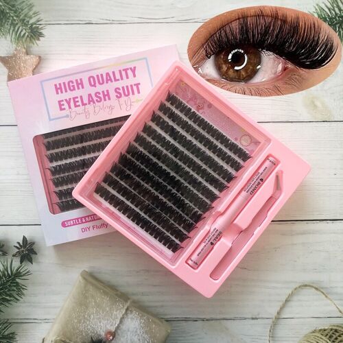 Meomagic Kit D¿Extensions De Cils, 10 Lignes - 120 Pièces, Avec Pince À Épiler Et Colle - F66 