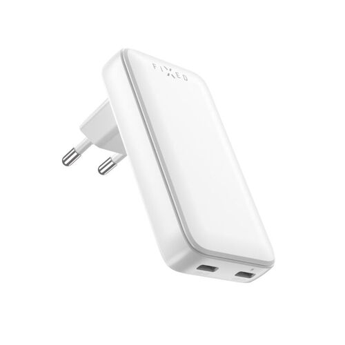 FIXED Chargeur de voyage Slim 2xUSB-C, GaN, support PD, 45 W, blanc