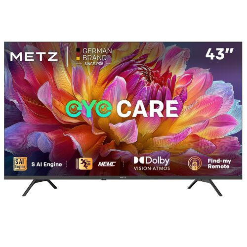 METZ 43MUF7000Z TV 43 pouces (109 cm) Google TV avec protection des yeux, 4K UHD, Dolby Vision & Atmos, HDR10, fonction localisation de la télécommande, triple tuner, CI+ (classe énergétique F)