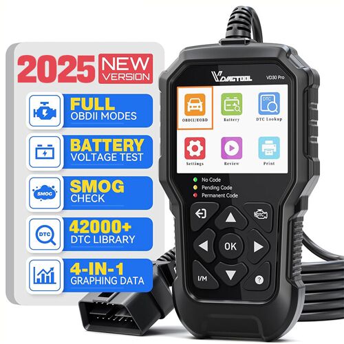 Vdiagtool Vd30 Pro Obd2 Outil De Diagnostic Automobile Pour Tous Véhicules, Adaptateur Universel Obd2 Avec Lecteur D¿Erreurs, Eobd (Europe), Fonction De Réinitialisation