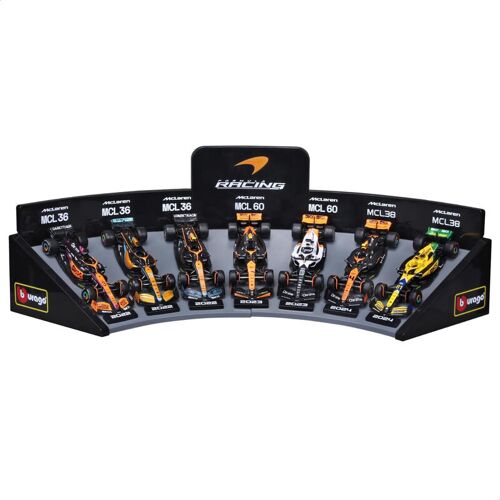 1/43 - Pack de 7 véhicules Formule 1 McLaren avec présentoir