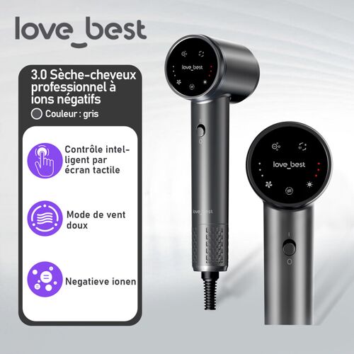Love Best Air 3.0 Séchoir Ionique Haute Vitesse Professionnel Avec Séchage Rapide - Gris