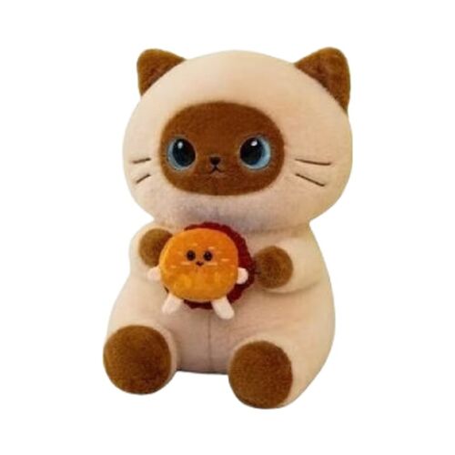 Jouet en peluche chat tenant un hamburger 28 cm