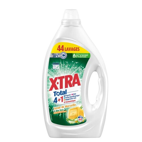 XTRA Total Lessive liquide Savon de Marseille et Aloe Vera 44 lavages 1,98L