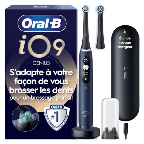 Oral-B iO9 Brosse à dents électrique, 2 têtes de brosse, étui de voyage et de chargement - Bleu