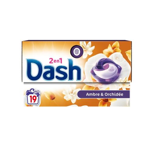DASH Tablettes 2-en-1 Ambre et Orchidée, 19 doses
