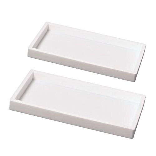 JORDAN&JUDY Lot de 2 plateaux de salle de bain en silicone (grand + petit) - Blanc