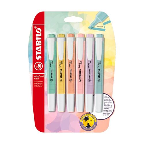 Stabilo Swing Cool Lot De 6 Surligneurs Pastel Format Stylo
