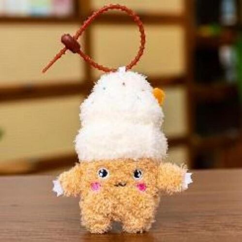 Porte-clés en peluche motif glace blanche 12 cm