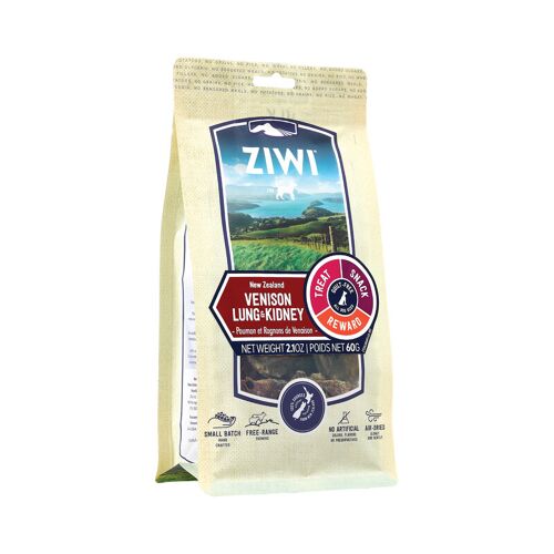 Ziwi Friandises Pour Chien, Poumon Et Rein De Cerf, Sachet 60 G