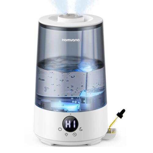 Homvana Humidificateur avec brume fraîche, nébuliseur ultrasonique, LED et diffuseur d'arômes gris - 3,6 L