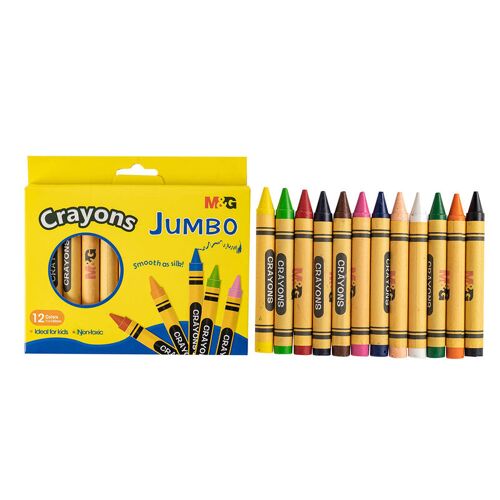M&g Lot De 12 Crayons Ronds Jumbo En Cire Non Toxique Pour Enfants De 3 Ans Et Plus