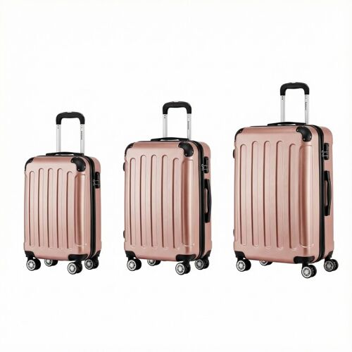 ochama Ensemble de 3 Valises 20"/24"/28" Rose, Roulettes Pivotantes Silencieuses, Bagages Rigides avec Serrure à Code, Anti-Rayures et Résistant, Idéal Voyage en Famille et Cabine Low Cost
