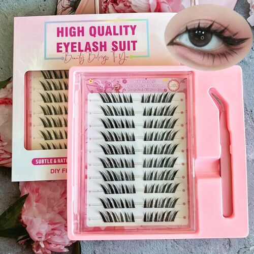 Meomagic - Kit De Faux-Cils Pré-Collés Avec Pinces À Épiler - 10 Lignes - F32 