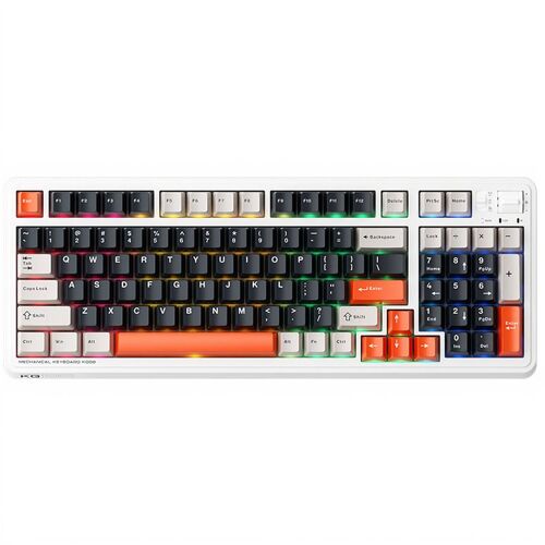 Machenike KG98 Clavier mécanique tri-mode 96 %, disposition QWERTY US, variante Purple-Gold, Violet