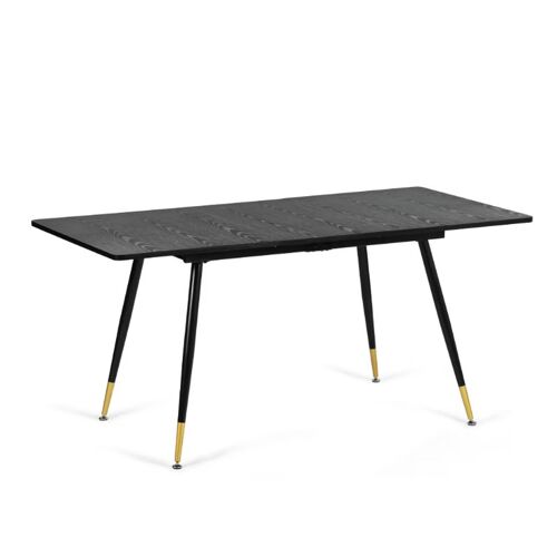 Table à Manger URBAN Motif Marbre Noir Rectangulaire Extensible 120-160/80/75cm