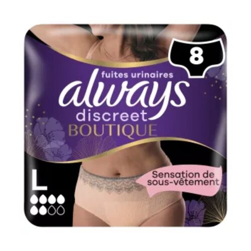 Always Discreet Culottes Pour Fuites Urinaires Stylées, Taille L, 8 Culottes 