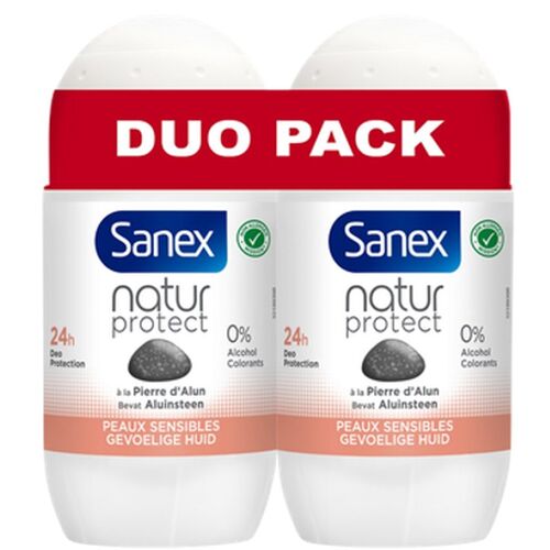 Sanex Protection Naturelle Déodorant Roll-On Peaux Sensibles 2 X 50 Ml 