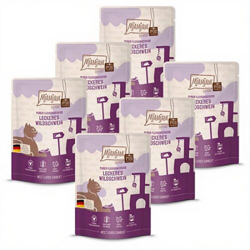 Mjamjam - Aliment Pour Chat - Quetschie - Festin De Pur Viande - Sanglier Savoureux - 6 X 300 G