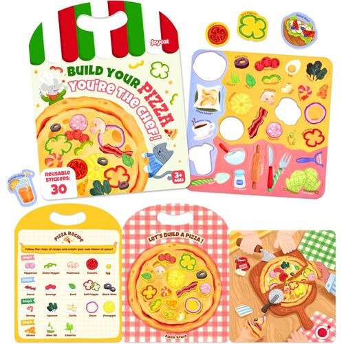 Lot De 3 Livres De Stickers Réutilisables : Ferme, Pizza Et Météo - 90 Stickers