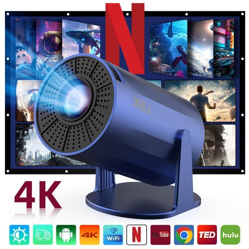 XBJ Projecteur portable intelligent 1080 P HD décodage 4 K - Bleu